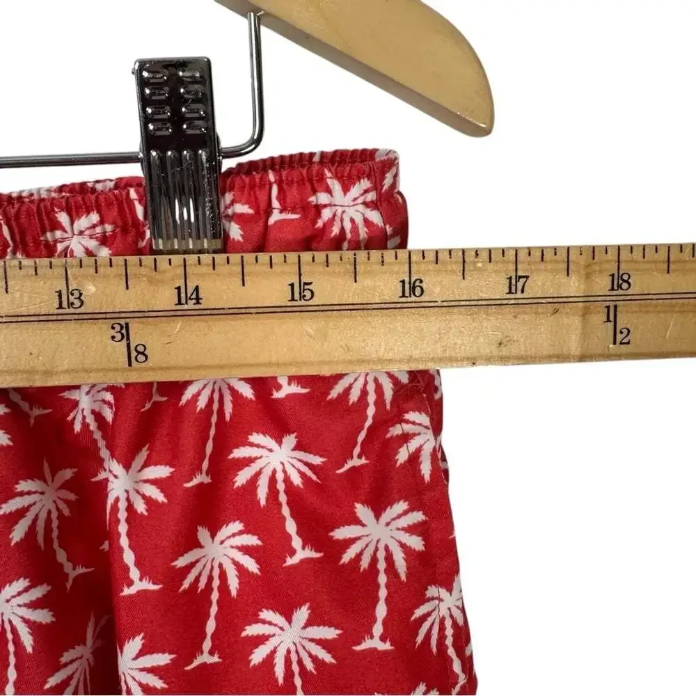Trunks Red Palm Tree Print Swim Shorts Men’s Large Quick‑Dry Tropi‑Vacay Core
